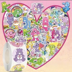 Care Bears Colorful Sticker Set with Pink and Purple
